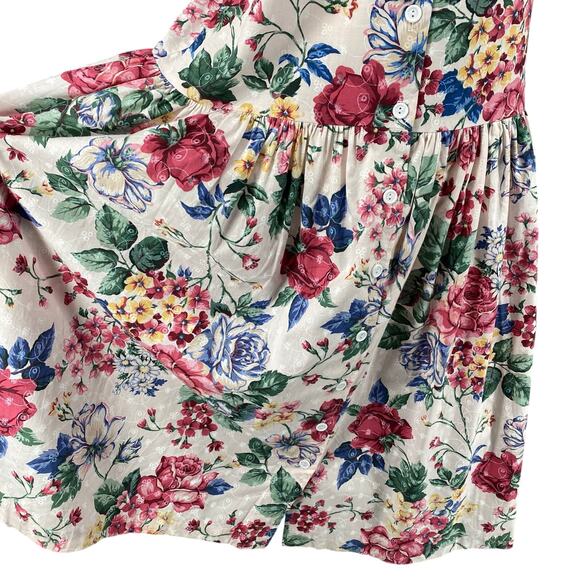 Vtg 80s 90s NOS Brights Creek Cottage Garden Midi Dress Romantic Boho 14? Floral - Picture 8 of 16